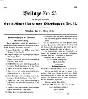 Königlich-bayerisches Kreis-Amtsblatt von Oberbayern (Münchner Intelligenzblatt) Freitag 31. März 1865