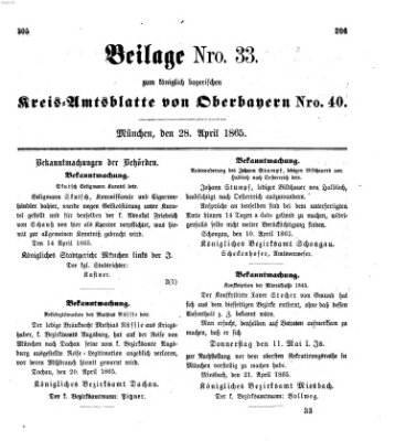 Königlich-bayerisches Kreis-Amtsblatt von Oberbayern (Münchner Intelligenzblatt) Freitag 28. April 1865