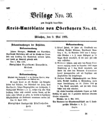 Königlich-bayerisches Kreis-Amtsblatt von Oberbayern (Münchner Intelligenzblatt) Dienstag 9. Mai 1865