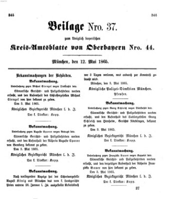 Königlich-bayerisches Kreis-Amtsblatt von Oberbayern (Münchner Intelligenzblatt) Freitag 12. Mai 1865