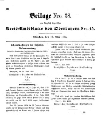 Königlich-bayerisches Kreis-Amtsblatt von Oberbayern (Münchner Intelligenzblatt) Dienstag 16. Mai 1865