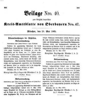 Königlich-bayerisches Kreis-Amtsblatt von Oberbayern (Münchner Intelligenzblatt) Dienstag 23. Mai 1865