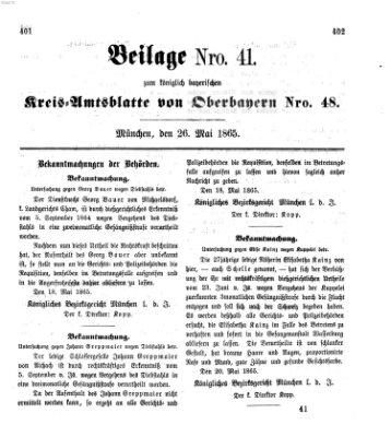 Königlich-bayerisches Kreis-Amtsblatt von Oberbayern (Münchner Intelligenzblatt) Freitag 26. Mai 1865