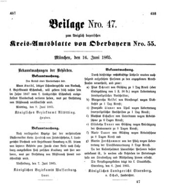 Königlich-bayerisches Kreis-Amtsblatt von Oberbayern (Münchner Intelligenzblatt) Freitag 16. Juni 1865