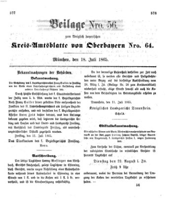 Königlich-bayerisches Kreis-Amtsblatt von Oberbayern (Münchner Intelligenzblatt) Dienstag 18. Juli 1865