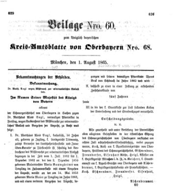 Königlich-bayerisches Kreis-Amtsblatt von Oberbayern (Münchner Intelligenzblatt) Dienstag 1. August 1865