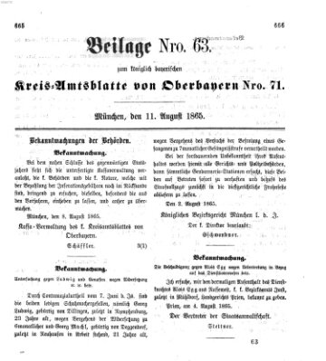 Königlich-bayerisches Kreis-Amtsblatt von Oberbayern (Münchner Intelligenzblatt) Freitag 11. August 1865