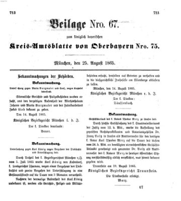 Königlich-bayerisches Kreis-Amtsblatt von Oberbayern (Münchner Intelligenzblatt) Freitag 25. August 1865