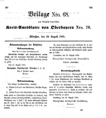 Königlich-bayerisches Kreis-Amtsblatt von Oberbayern (Münchner Intelligenzblatt) Dienstag 29. August 1865