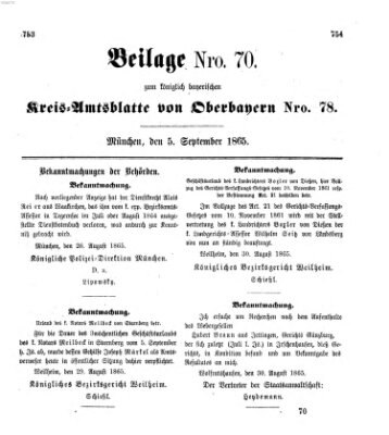 Königlich-bayerisches Kreis-Amtsblatt von Oberbayern (Münchner Intelligenzblatt) Dienstag 5. September 1865