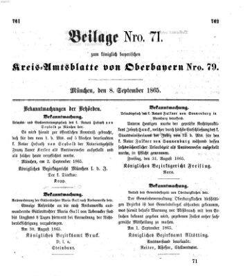 Königlich-bayerisches Kreis-Amtsblatt von Oberbayern (Münchner Intelligenzblatt) Freitag 8. September 1865