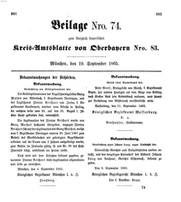 Königlich-bayerisches Kreis-Amtsblatt von Oberbayern (Münchner Intelligenzblatt) Dienstag 19. September 1865