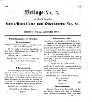 Königlich-bayerisches Kreis-Amtsblatt von Oberbayern (Münchner Intelligenzblatt) Freitag 22. September 1865