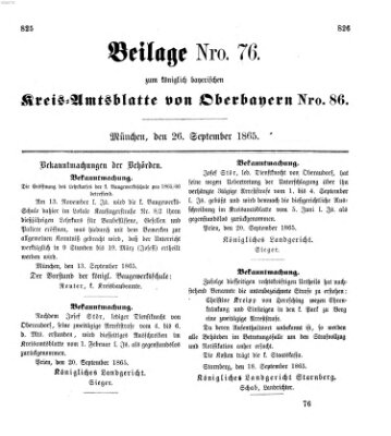 Königlich-bayerisches Kreis-Amtsblatt von Oberbayern (Münchner Intelligenzblatt) Dienstag 26. September 1865