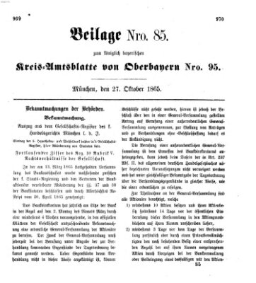 Königlich-bayerisches Kreis-Amtsblatt von Oberbayern (Münchner Intelligenzblatt) Freitag 27. Oktober 1865