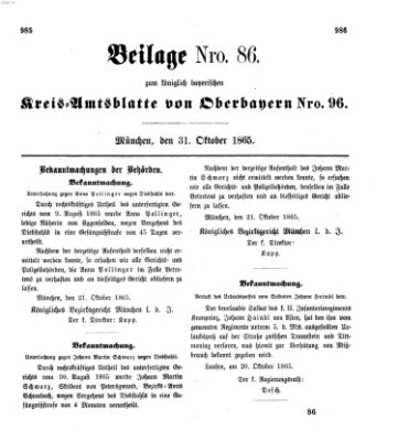 Königlich-bayerisches Kreis-Amtsblatt von Oberbayern (Münchner Intelligenzblatt) Dienstag 31. Oktober 1865