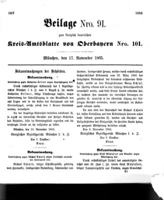 Königlich-bayerisches Kreis-Amtsblatt von Oberbayern (Münchner Intelligenzblatt) Freitag 17. November 1865