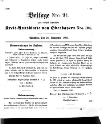 Königlich-bayerisches Kreis-Amtsblatt von Oberbayern (Münchner Intelligenzblatt) Dienstag 28. November 1865