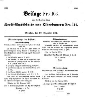 Königlich-bayerisches Kreis-Amtsblatt von Oberbayern (Münchner Intelligenzblatt) Freitag 29. Dezember 1865