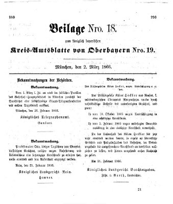 Königlich-bayerisches Kreis-Amtsblatt von Oberbayern (Münchner Intelligenzblatt) Freitag 2. März 1866