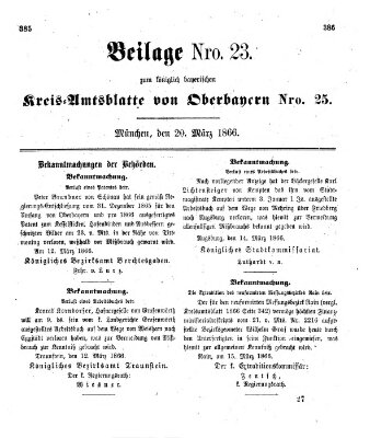 Königlich-bayerisches Kreis-Amtsblatt von Oberbayern (Münchner Intelligenzblatt) Dienstag 20. März 1866