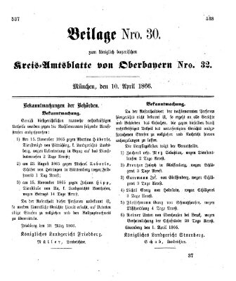 Königlich-bayerisches Kreis-Amtsblatt von Oberbayern (Münchner Intelligenzblatt) Dienstag 10. April 1866