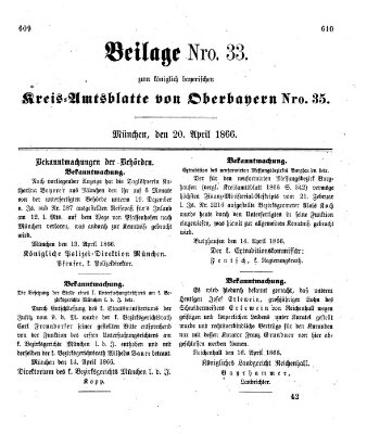 Königlich-bayerisches Kreis-Amtsblatt von Oberbayern (Münchner Intelligenzblatt) Freitag 20. April 1866