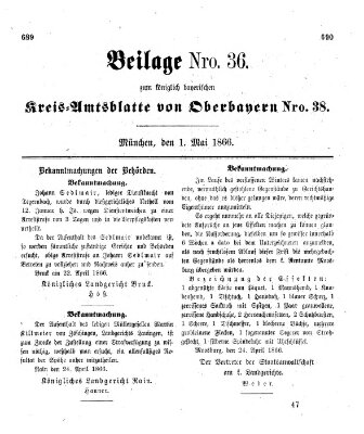 Königlich-bayerisches Kreis-Amtsblatt von Oberbayern (Münchner Intelligenzblatt) Dienstag 1. Mai 1866