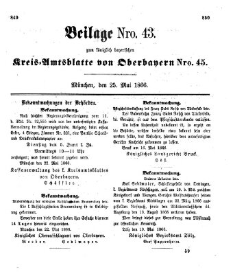 Königlich-bayerisches Kreis-Amtsblatt von Oberbayern (Münchner Intelligenzblatt) Freitag 25. Mai 1866