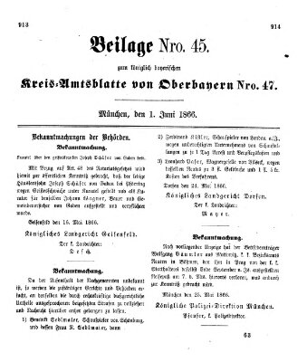 Königlich-bayerisches Kreis-Amtsblatt von Oberbayern (Münchner Intelligenzblatt) Freitag 1. Juni 1866