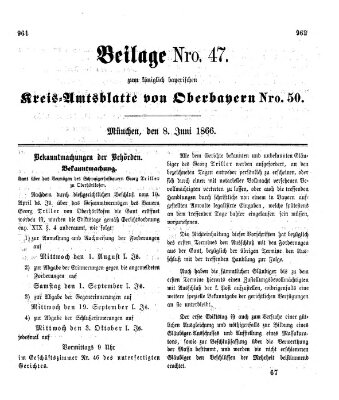 Königlich-bayerisches Kreis-Amtsblatt von Oberbayern (Münchner Intelligenzblatt) Freitag 8. Juni 1866