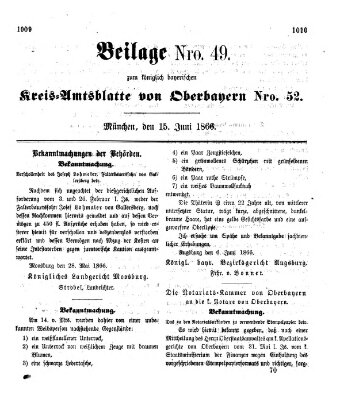 Königlich-bayerisches Kreis-Amtsblatt von Oberbayern (Münchner Intelligenzblatt) Freitag 15. Juni 1866