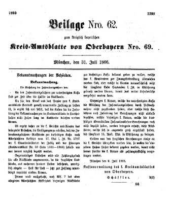 Königlich-bayerisches Kreis-Amtsblatt von Oberbayern (Münchner Intelligenzblatt) Dienstag 31. Juli 1866