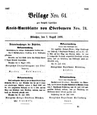 Königlich-bayerisches Kreis-Amtsblatt von Oberbayern (Münchner Intelligenzblatt) Dienstag 7. August 1866