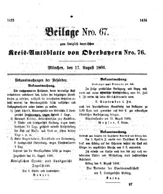 Königlich-bayerisches Kreis-Amtsblatt von Oberbayern (Münchner Intelligenzblatt) Freitag 17. August 1866