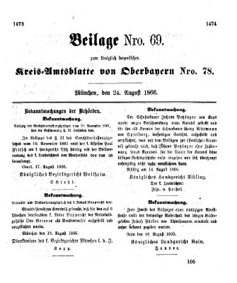 Königlich-bayerisches Kreis-Amtsblatt von Oberbayern (Münchner Intelligenzblatt) Freitag 24. August 1866