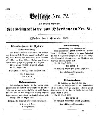 Königlich-bayerisches Kreis-Amtsblatt von Oberbayern (Münchner Intelligenzblatt) Dienstag 4. September 1866