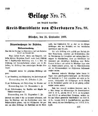 Königlich-bayerisches Kreis-Amtsblatt von Oberbayern (Münchner Intelligenzblatt) Dienstag 25. September 1866