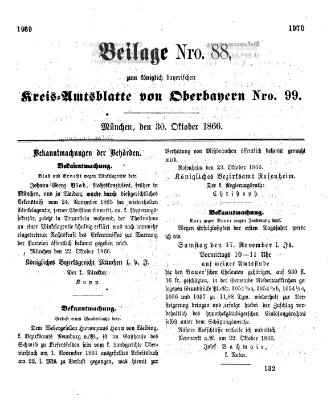 Königlich-bayerisches Kreis-Amtsblatt von Oberbayern (Münchner Intelligenzblatt) Dienstag 30. Oktober 1866