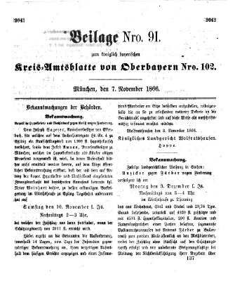 Königlich-bayerisches Kreis-Amtsblatt von Oberbayern (Münchner Intelligenzblatt) Mittwoch 7. November 1866