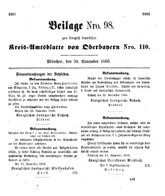 Königlich-bayerisches Kreis-Amtsblatt von Oberbayern (Münchner Intelligenzblatt) Freitag 30. November 1866