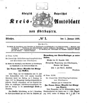 Königlich-bayerisches Kreis-Amtsblatt von Oberbayern (Münchner Intelligenzblatt) Montag 1. Januar 1866