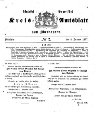 Königlich-bayerisches Kreis-Amtsblatt von Oberbayern (Münchner Intelligenzblatt) Freitag 4. Januar 1867