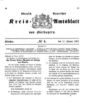 Königlich-bayerisches Kreis-Amtsblatt von Oberbayern (Münchner Intelligenzblatt) Freitag 11. Januar 1867