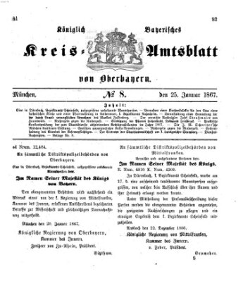 Königlich-bayerisches Kreis-Amtsblatt von Oberbayern (Münchner Intelligenzblatt) Freitag 25. Januar 1867