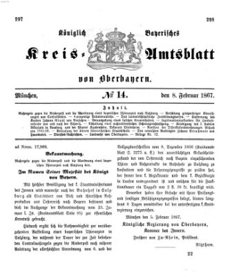 Königlich-bayerisches Kreis-Amtsblatt von Oberbayern (Münchner Intelligenzblatt) Freitag 8. Februar 1867