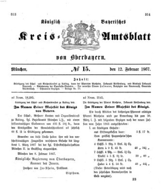 Königlich-bayerisches Kreis-Amtsblatt von Oberbayern (Münchner Intelligenzblatt) Dienstag 12. Februar 1867