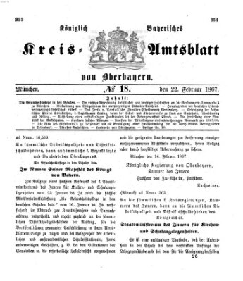 Königlich-bayerisches Kreis-Amtsblatt von Oberbayern (Münchner Intelligenzblatt) Freitag 22. Februar 1867