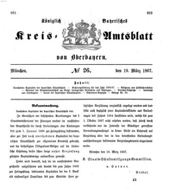 Königlich-bayerisches Kreis-Amtsblatt von Oberbayern (Münchner Intelligenzblatt) Dienstag 19. März 1867