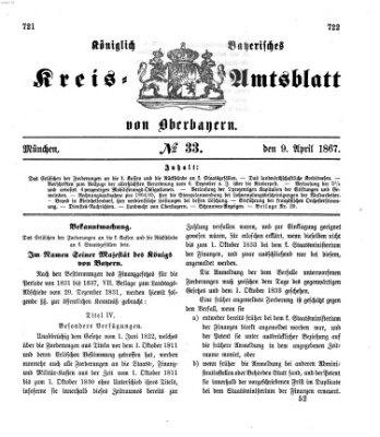 Königlich-bayerisches Kreis-Amtsblatt von Oberbayern (Münchner Intelligenzblatt) Dienstag 9. April 1867